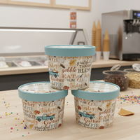 Vaso desechable impermeable de pared simple para helado con cuchara y tapa para máquina expendedora, logotipo personalizado, 4 oz