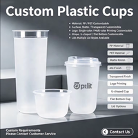 Gobelet jetable en plastique PET imprimé flexographique haute transparence pour jus et boissons froides avec couvercle anti-fuite