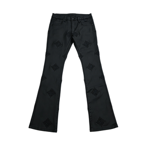 Ropa Urbana Chic de Mezclilla con Diseño de Rombo en Relieve, Pantalones de Mezclilla Ajustados de Cintura Baja y Corte Acampanado para Hip Hop, Punk y Streetwear - Product Image 3