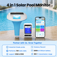 Monitor Kolam Renang Pintar 4 in 1 Akurasi Tinggi PH Klorin ORP Suhu, Probe pH Industri WiFi, Pengisian Daya Baterai Lithium Tenaga Surya