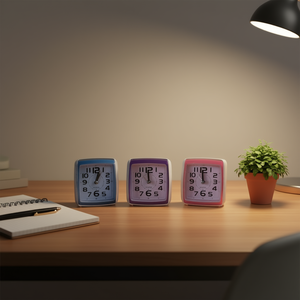 Desk <b>Clock</b> Quartz Alarm <b>Silent</b> Square Colorful Home Office Use - Product Image 3