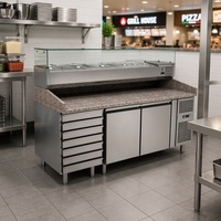 Comptoir de présentation pour salades/pizzas, refroidisseur de préparation pour bar, monotempérature, refroidissement par air, affichage numérique, écoénergétique