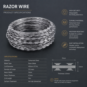 Alambre de púas galvanizado en espiral para uso en perímetros ferroviarios y varios rangos estándar, con tamaños de bobina personalizados según requisitos OEM - Product Image 3