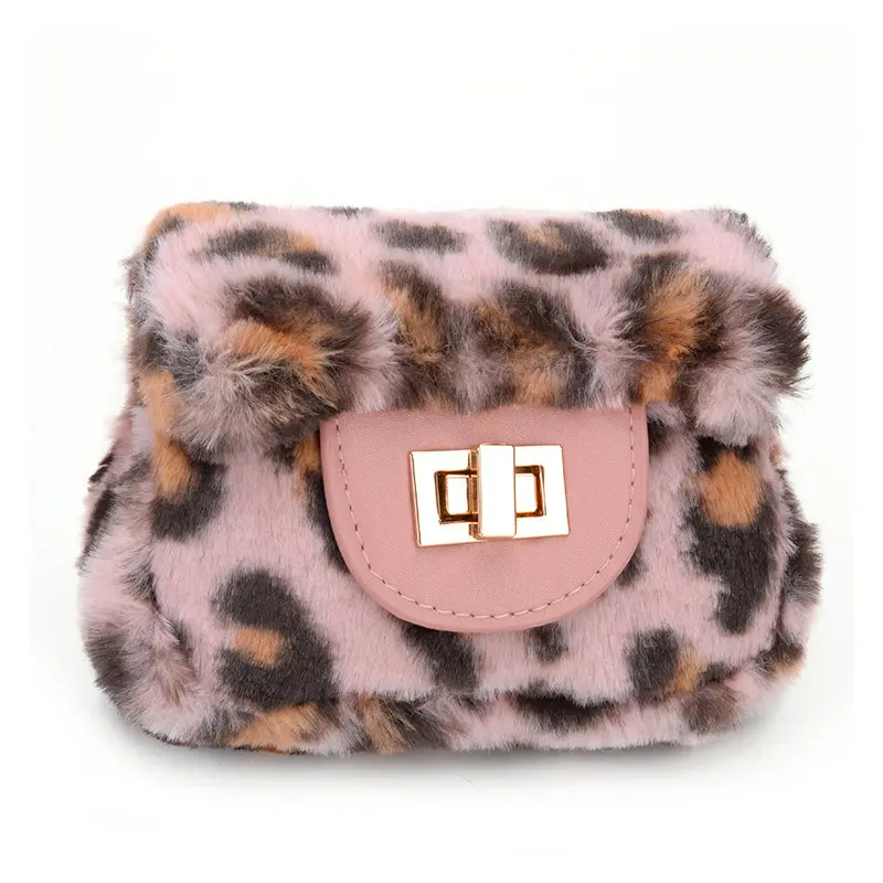 Autumn and Winter New Baby Decorative Bag leopard prints Baby trendy purse mini kids fur handbags