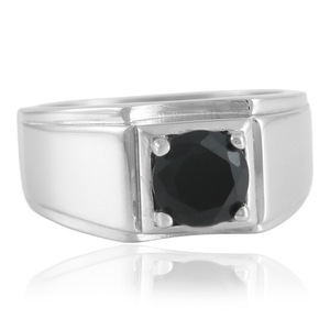 Bague en acier inoxydable avec pierre précieuse noire, design géométrique, bijoux de mode pour femmes, cadeau 210179 - Product Image 1