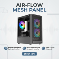 Boîtier PC en acier de type Mid-Tower avec panneau latéral en maille pour ordinateurs de jeu Micro ATX/MATX, contrôle RGB