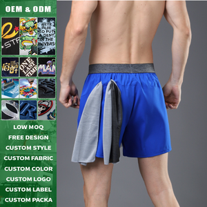 Wholesale Sportswear Sporty Mid Waist Quick Dry Polyester <b>Men</b> High Quality Running Gym Phone <b>Zip</b> <b>Pocket</b> Custom Print <b>Shorts</b> - Product Image 1