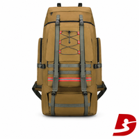 Sac à dos de randonnée 100L grande capacité, sac de voyage et de camping en plein air, sac à dos en nylon avec couvercle supérieur, cordons élastiques avant et poches latérales