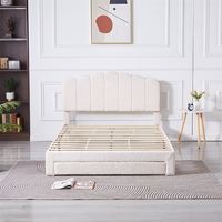1 caja de vellón elegante para habitación, mueble con Canal, cabecero con mechones blanco CAMA doble tamaño Queen King, cajón de almacenamiento, marco de cama