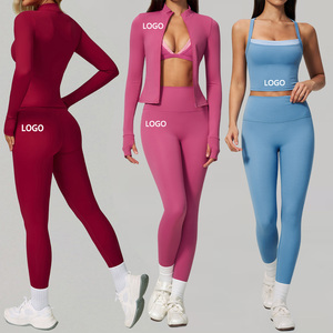 Conjunto Deportivo de 4 Piezas con Logotipo Personalizado, Ropa Deportiva para Mujer, Ropa de <span class=keywords><strong>Yoga</strong></span>, <span class=keywords><strong>Conjuntos</strong></span> de <span class=keywords><strong>Yoga</strong></span> para Mujer, <span class=keywords><strong>Conjuntos</strong></span> de Fitness para Gimnasio - Product Image 1