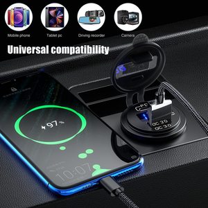 Không thấm nước Xe <span class=keywords><strong>USB</strong></span> sạc ổ cắm, QC3.0 PD Type-C <span class=keywords><strong>USB</strong></span> sạc nhanh cổng với LED vôn kế & On/Off chuyển đổi cho thuyền xe máy - Product Image 5