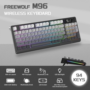 Teclado Mecánico Inalámbrico para Juegos Free Wolf M96 <span class=keywords><strong>de</strong></span> 94 Teclas, Retroiluminación RGB, Perilla Multimedia, Pantalla LCD, Modo Dual BT/2.4Ghz para Escritorio - Product Image 2