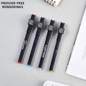 Lot de stylos gel bleus et oranges 0,5 mm personnalisables avec logo, pour publicité commerciale, papeterie promotionnelle, code QR bidimensionnel pour plastique - Product Image 1
