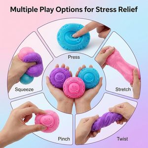 Balle anti-stress en velours doux en forme de visage souriant, colorée, sensorielle, jouet sensoriel pour enfants et bureau, vente en gros - Product Image 4