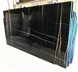 Marbre noir poli avec veines dorées Lauren Black pour carreaux de sol et comptoirs - Product Image 1