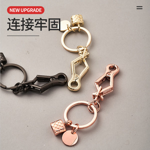 Porte-clés de luxe en alliage de zinc, anneau pour clés de voiture, pendentif en métal or rose et or noir, boucle pour sac et bagages A4002 - Product Image 1