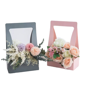 Hand-held Square <b>Art</b> Paper Flower Baskets Festival Gift Boxes <b>Folders</b> Packaging for Fresh Flower Arrangements - Product Image 1