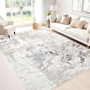 Tapis EiffelHome personnalisable, pliable, lavable en machine, antidérapant, imitation cachemire, motif rayé, pour salon - Product Image 2