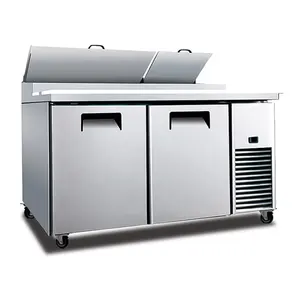 Mesa de refrigeración con ventilación para preparar alimentos, refrigerador para ensaladas/pizza, mesa enfriadora, 48 en 2 puertas