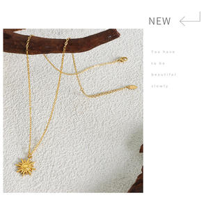 Commercio all'ingrosso acciaio inossidabile personalizzato logo placcato in oro 18k collana pendente da sole gioielli da donna - Product Image 2