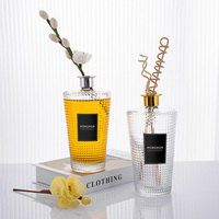 Flacon diffuseur de parfum en verre transparent de luxe à faible MOQ, 1000 ml, surdimensionné avec bâtonnets