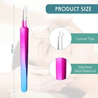 Lot de 3 pinces à épiler en acier inoxydable à pointe incurvée, outils de beauté de précision pour les soins quotidiens du visage