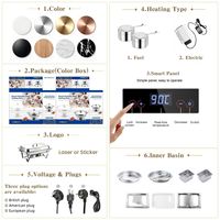 Plat de service pliable Oulu en acier inoxydable 201 et 410, chauffe-plat doré durable pour buffet, design moderne pour mariage