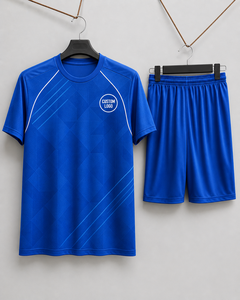 Ensemble d'uniformes de football personnalisés OEM pour hommes, manches courtes, respirant, 100 % polyester, imprimé par transfert thermique, tenue de sport d'entraînement, kit d'équipe - Product Image 3