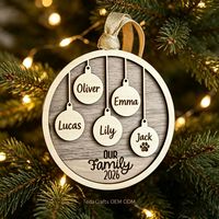 Service de gravure laser sur bois personnalisé pour l'artisanat, décorations murales 3D de Noël, fabrication OEM ODM, vente en gros