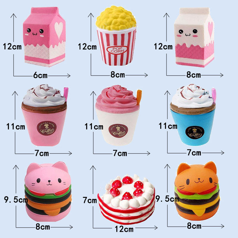 Slow Rising Jumbo Squishies Toys Pack Soft Kawaii Squishy Hamburger Popcorn Cake Ice Cream Donut Stress Relief Squeeze T