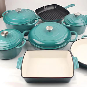 Ensemble de 7 ustensiles de cuisine en fonte émaillée moderne, base multicouche, poêle antiadhésive multifonction et marmite pour une utilisation domestique - Product Image 1