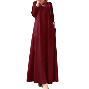 中东穆斯林女装时尚长款马克西连衣裙 abaya 迪拜风格 5XL