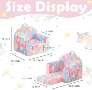 Lật ra trẻ em đi văng 2-in-1 trẻ em sofa chuyển đổi với xử lý Toddler đi văng gấp ra trẻ em đọc sách Ghế cho bé trai và bé gái, màu hồng - Product Image 2