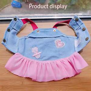 Robe en jean élégante et luxueuse pour petit chien avec anneau en D et motif cœur, tenue de fête pour animaux de compagnie pour <span class=keywords><strong>chihuahua</strong></span>/yorkie/poodle - Product Image 6