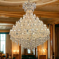 Grand lustre en cristal pour hall d'hôtel, salle de banquet, lustre en cristal de grande taille pour plafonds hauts, villa, lustre long, large et de grande taille