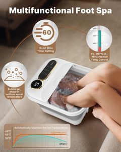 Masseur de pieds pliable avec rouleaux automatiques, boules de massage Shiatsu, contrôle de la température, bulles électriques, pédicure - Product Image 6