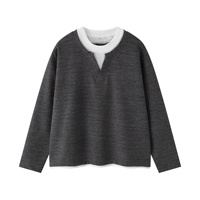 T-shirt respirant à manches longues en polyester et élasthanne 230g, col en V discret, design transfrontalier, marque tendance européenne et américaine