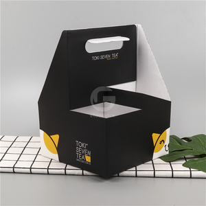 Custom Eco-Friendly Degradable Disposable Cardboard Coffee Cup Carriers, Kraft Paper <b>Takeaway</b> Beverage <b>Containers</b> with Handles - Product Image 3