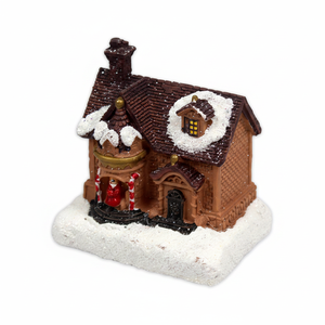 Ornement de maison de Noël 3"X3.2"X2.3" avec lumière, 4DIS(12)pcs/Cs, fonctionne à piles, pour décorations de fêtes et de vacances - Product Image 2