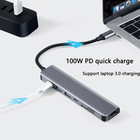 Hub USB-C 7 en 1 Justlink, HDMI 4K, Carga Rápida PD de 100W, USB 3.0, Estación de Acoplamiento SD/TF para Oficina, Hogar, Laptop, HDTV