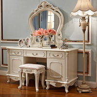 Table de toilette de style européen pour chambre à coucher, 1,4 mètre, style européen, grand appartement, assemblage simple, table de maquillage peinte