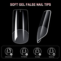 Vente en gros 600 pièces/boîte Pointes d'ongles en ABS souple transparent pré-conçues certifiées CE Extension complète Faux ongles Courbés à presser