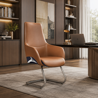 Chaise de bureau exécutive moderne en cuir, dossier haut, base fixe, chaise de visiteur pour salle de conférence
