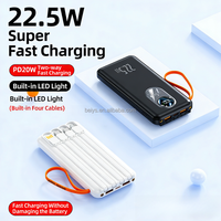 Batterie externe portable de voyage 10000 mAh avec double câble USB, charge ultra rapide PD 22,5 W, ultra-mince pour téléphone portable
