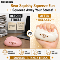 Jouet à presser en silicone doux au toucher, ours en silicone, jouets anti-stress pour adultes, jouets squishy en vrac, boîte de jouets squishy amusants, balle anti-stress personnalisée