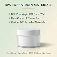 Petit pot à crème en PET 20g 50g à double paroi transparente avec insert intérieur en PET + PP, joint inviolable à languette, certifié pour la chaîne d'approvisionnement