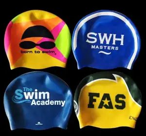 厂家定制100% 硅胶防水无缝泳帽高品质成人水上运动泳帽