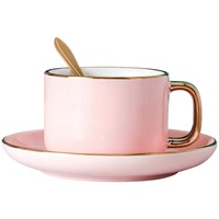 8 tasses à café pour thé, ensemble de 3 pièces de 250ml, tasse à café en céramique plaquée or