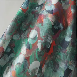 Kimono Japanese style mercerized satin draped light digital print 100Polyester Organza Plain Fabric