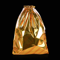 Promotion : Sacs cadeaux de Noël en PE doré recyclables avec cordon de serrage pour chaussures, biscuits, bonbons - Décoration de fête de Noël et de la maison